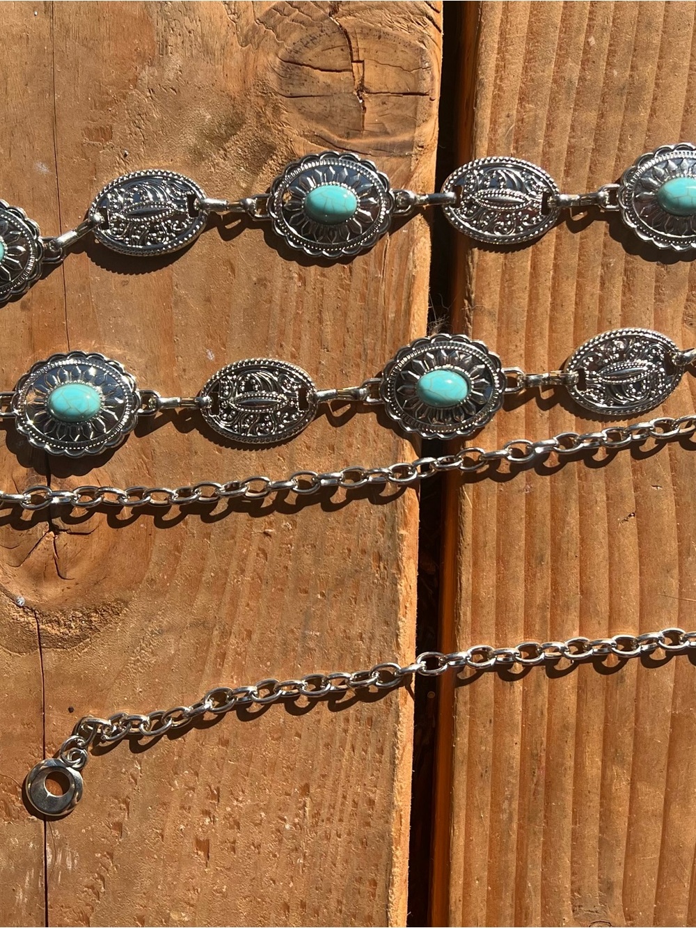 Silver Turquoise Oval Link Women’s Necklace